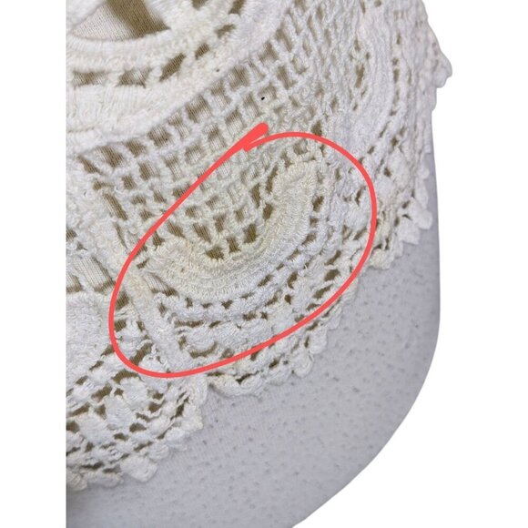 Rebellion Cropped Top Cream Size M Crochet Cotton Short Sleeve Festival Bohemian - Picture 7 of 7